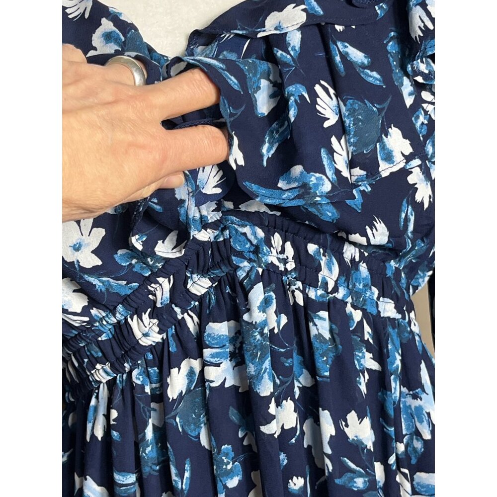 Abercrombie & Fitch Dress Blue Ruffles Full Skirt Tier Balloon Mini Boho Women L - Picture 7 of 12